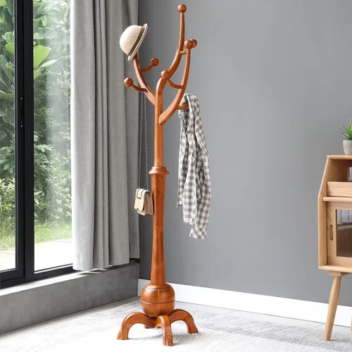 Vista 13 de Perchero de Pie de Madera Resistente con 8 Ganchos, Diseño Único con Aspecto de Rama de Árbol, Perchero de Árbol Premium para Colgar Ropa con Base