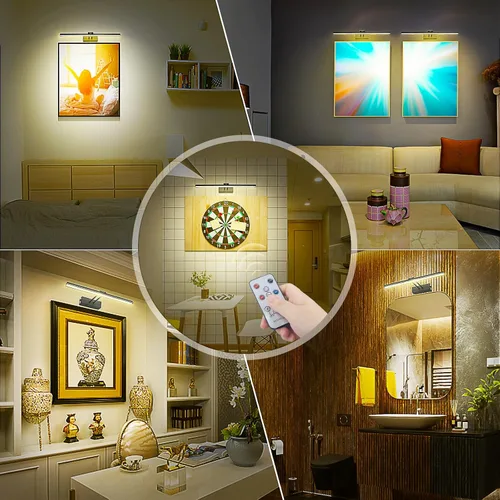 Vista 4 de FUNCHDAY Luz para Cuadros, Luces de Arte a Batería para Pared, Luz Inalámbrica con Control Remoto para Pinturas con Temporizador y Regulable