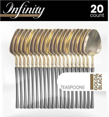 Vista 8 de PlasticPro 20 unidades de tenedores de cena de plástico dorado de calidad premium resistentes desechables elegantes cubiertos de cena para fiesta