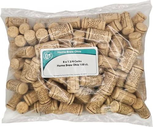 Vista 2 de #8 x 1-3/4 Corchos de vino rectos de primera calidad 100/bolsa
