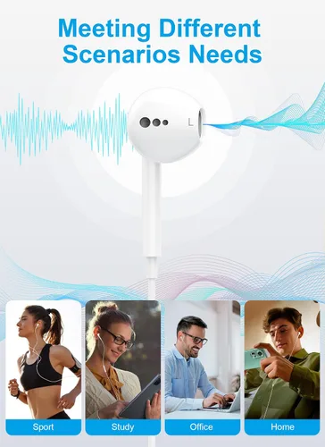 Vista 7 de Auriculares con cable USB C, auriculares con cable para iPhone 17 16 15, auriculares tipo C con micrófono y control remoto, auriculares con cable