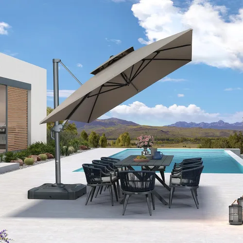 Vista 35 de PURPLE LEAF Sombrilla de Patio Voladiza de 10' x 13' para Exteriores con Base de 330 libras, Sombrilla Rectangular Grande Resistente al Viento
