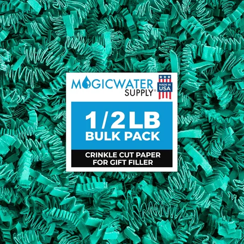 Vista 22 de MagicWater - Papel de corte arrugado para cestas de regalo, 1/2 libra, verde militar, perfecto para relleno de papel triturado, relleno de cesta