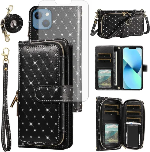 Vista 129 de Funda para teléfono iPhone 6 6S con cremallera y protector de pantalla con protector de pantalla, correa de cordón cruzado, ranura para iPhone 6 Six