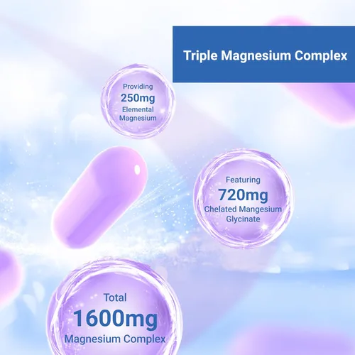 Vista 5 de Naturalis Complejo vegano de triple magnesio Glicinato quelado, citrato y óxido de 1600 mg que proporciona 250 mg de magnesio elemental Fácil