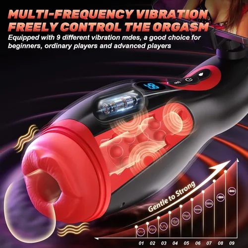 Vista 4 de Masturbador Masculino Juguetes Sexuales para Hombres - Soporte para Teléfono Bomba de Pene Juguete Sexual Masculino con 9 Succiones y 9 Vibraciones