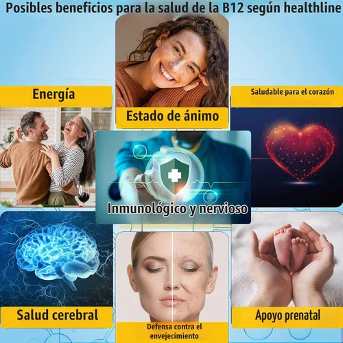 Vista 6 de Gotas líquidas de vitamina B12 sublinguales de 10,000 mcg, fórmula única con D3, B9 (ácido fólico), calcio, energía de apoyo, corazón, estado