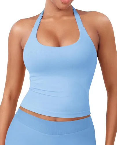 Vista 20 de YEOREO SoftHue Impact Halter - Camiseta sin mangas para mujer Blanco
