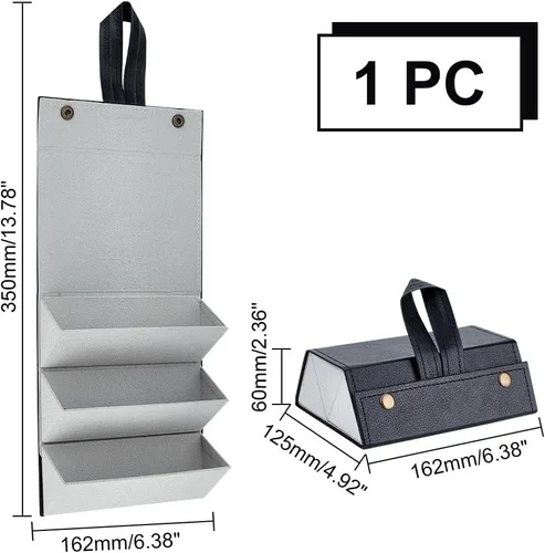 Vista 2 de PH PandaHall Estuche de almacenamiento para anteojos con 3 ranuras de cuero sintético organizador de gafas de sol portátil