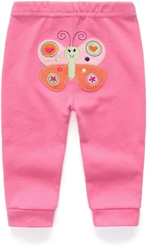 Vista 3 de Paquete de 4 pantalones unisex de algodón para bebé recién nacido, leggings casuales bordados de 0 a 24 meses para niños y niñas