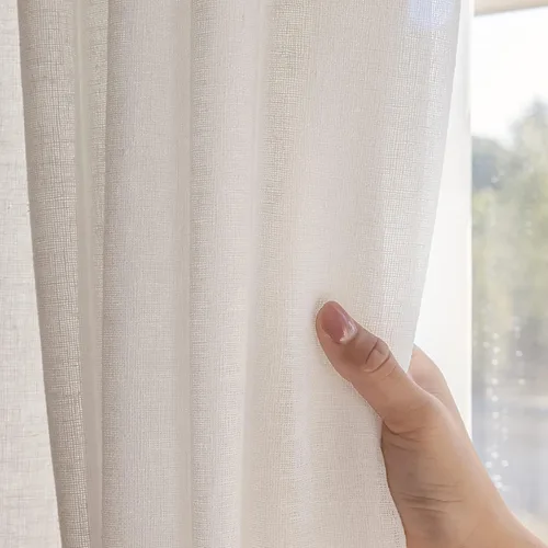Vista 9 de Juego de 2 paneles de cortinas semitransparentes de 54 pulgadas de largo, cortinas plisadas a rayas para ventana, dormitorio, sala de estar, 2 Rayas