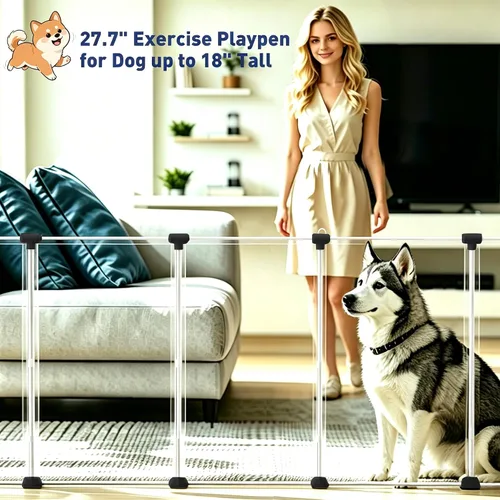 Vista 6 de BRIAN & DANY Dog Playpen Portable for Small Animals, Dog Play Pen Indoor, Transparent Pet Playpen for Puppies, Cats, 40" L x 40" W x 28" H Dog