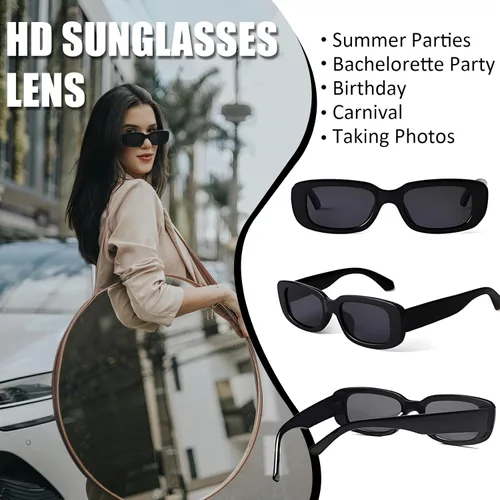 Vista 7 de Lentes de sol rectangulares a granel para mujer, retro, pequeños, de los años 90, Y2K, para despedida de soltera