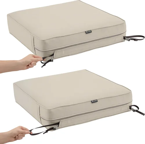 Vista 5 de Classic Accessories Montlake - Funda deslizante para cojín de asiento rectangular resistente al agua de 21 x 19 x 5 pulgadas para exteriores, funda
