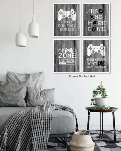 Vista 4 de Decoración de sala de juegos para niños, cosas geniales para tu habitación, cueva de hombre, dormitorio, sala de juegos y bar, juego de 4 accesorios