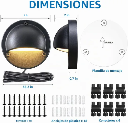 Vista 7 de SUNVIE Luces LED de Cubierta de Bajo Voltaje de 5W, Luces de Escalón de 12-24V para Exteriores con Conectores de Cable Fastlock2, Iluminación