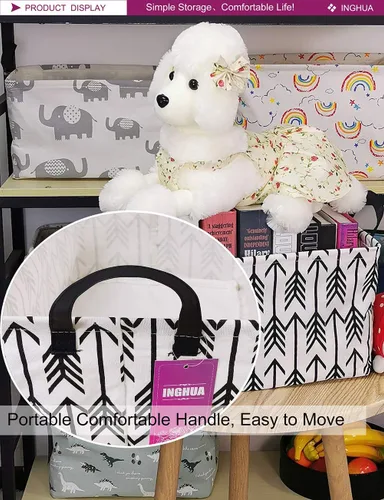 Vista 6 de Cesta de almacenamiento rectangular de tela con organizador de tela para juguetes, libros, ropa, regalos, mascotas - Perfecta para el hogar Rec