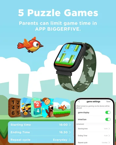 Vista 6 de BIGGERFIVE Reloj inteligente para niños, reloj de seguimiento de actividad física de 1.8 pulgadas, podómetro, frecuencia cardíaca, monitor de sueño