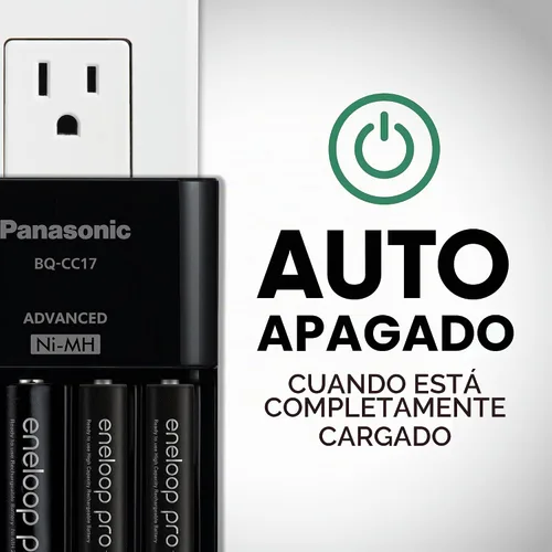 Vista 8 de Cargador de batería avanzado individual Panasonic Eneloop con 4 luces led que indican la carga BQ-CC17 Negro