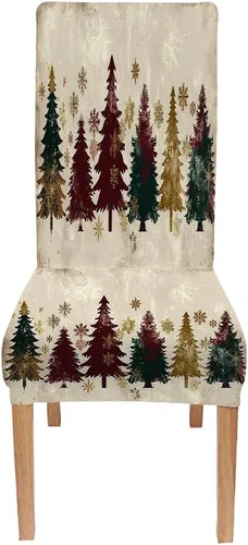 Vista 170 de CAPSCEOLL Christmas Dining Chair Covers,Snowflakes Festive Winter Pattern Stretch Chair Covers for Dining Room Set of 2 Washable Spandex Parson