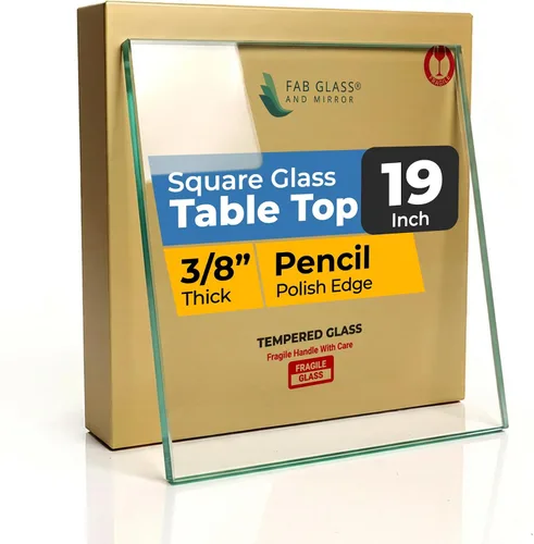 Vista 11 de Mesa de vidrio templado transparente de 12 pulgadas, borde biselado cuadrado con 1/2 pulgada de grosor para comedor, café o mesas auxiliares por Fab