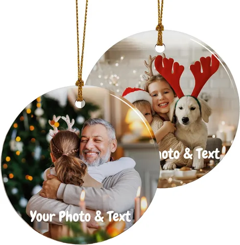 Vista 34 de Adornos de Navidad personalizados, adorno con foto personalizada, nuestro primer árbol de Navidad colgante 2024, decoración regalo para Navidad