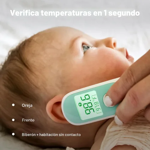 Vista 2 de Termómetro Frida Baby, termómetro infrarrojo 3 en 1 para oído, frente y sin contacto, termómetro de fiebre para bebé, lactantes, niños pequeños