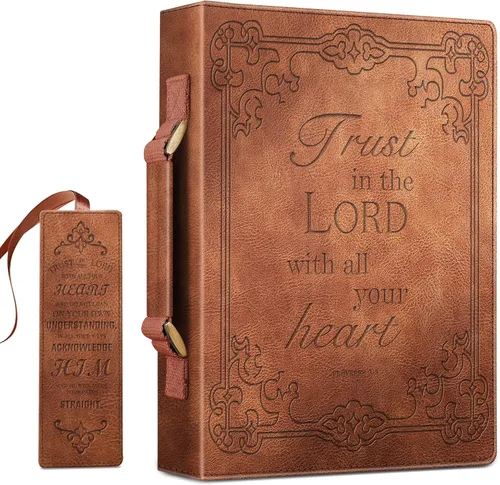 Vista 10 de FINPAC Funda grande clásica para la Biblia, de piel vegana, funda protectora de la Biblia con asa, regalo para hombres, mujeres, padre, madre
