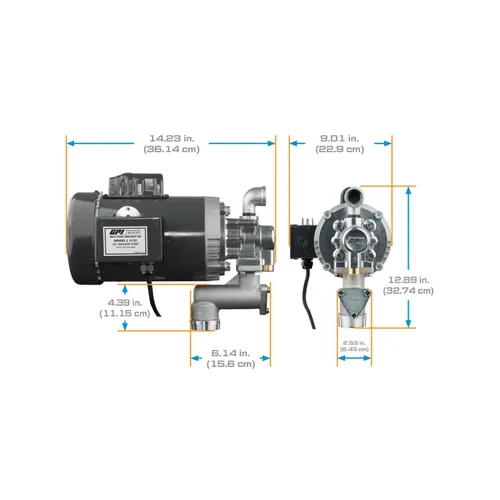 Vista 5 de GPI - Bomba de transferencia de aceite de servicio pesado L5132 para fluidos de alta viscosidad, 32 QPM/8 GPM, 115/230 voltios CA (142100-02)
