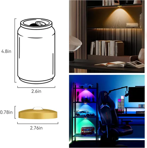 Vista 7 de Luces LED recargables con control remoto, paquete de 3 luces magnéticas para debajo del gabinete, luces LED accionadas a pila de 1500mAh