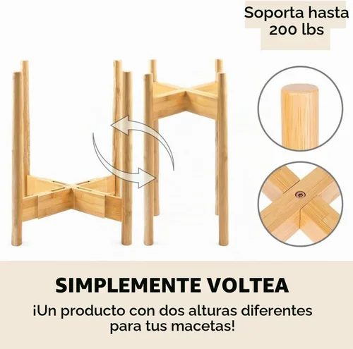 Vista 4 de Fox & Fern - Soporte ajustable alto para plantas de interior — 8 a 12 pulgadas, soporte premium de bambú de estilo moderno de mediados de siglo