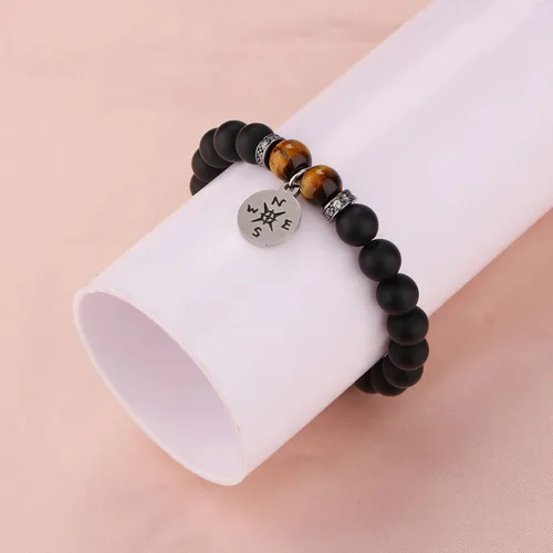 Vista 6 de Pulsera para hombre con diseño de ojo de tigre para hombre, novio, marido, papá, hijo, nieto, hermano, piedra natural, aniversario, Navidad