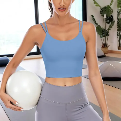 Vista 4 de Vorcy Brasier deportivo con relleno para mujer, camiseta corta con brasier integrado