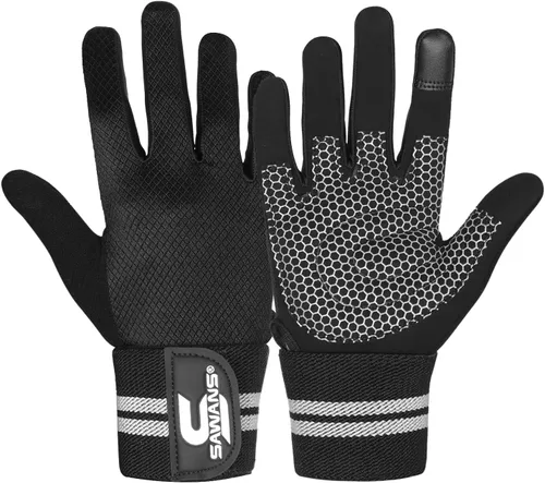 Vista 8 de SAWANS Guantes de levantamiento de pesas Gimnasio Entrenamiento Fitness Muñequera Soporte Hombres Mujeres Guantes sin dedos Pantalla táctil de dedo