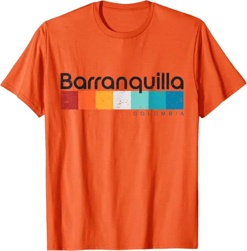 Vista 70 de Barranquilla Colombia - Camiseta de diseño vintage de estilo retro, Blanco, S