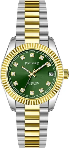 Vista 9 de Classic Dress Watch for Women Crystal Accented Dial Gold White