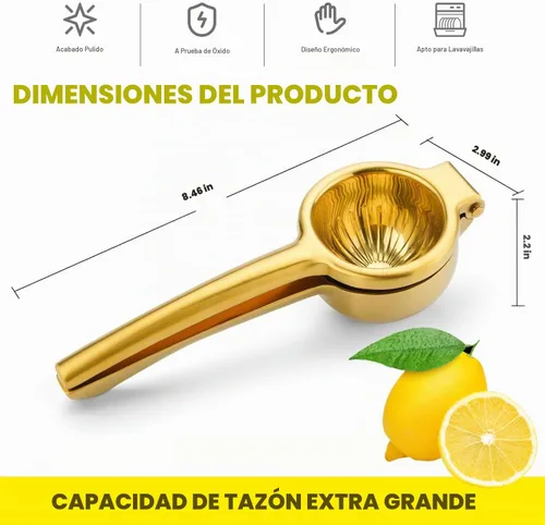 Vista 2 de SHIKORI Exprimidor de limón, exprimidor de mano grande y resistente para limón, prensa manual de acero inoxidable, exprimidor de cítricos