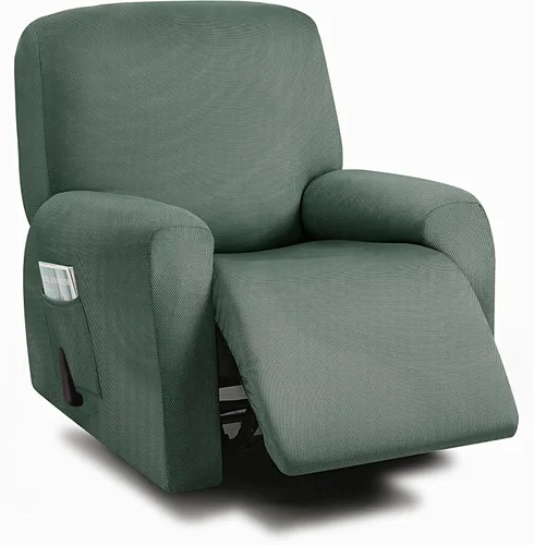 Vista 47 de ULTICOR Fundas para sofá reclinable de 8 piezas, fundas elásticas con hilo teñido para sofá reclinable de 3 cojines, gruesas, suaves y lavables Gris