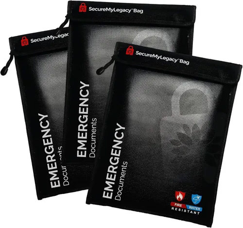 Vista 4 de Secure My Legacy - Bolsa ignífuga (paquete de 3): bolsas de documentos ignífugas, soporte para documentos de seguridad contra incendios