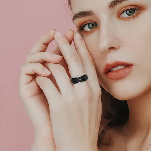 Vista 6 de Anillo antiestrés de titanio, de acero inoxidable para la ansiedad, tamaño 6-12, ancho 6 mm, 5 colores, para mujeres y hombres oro rosa, arco iris