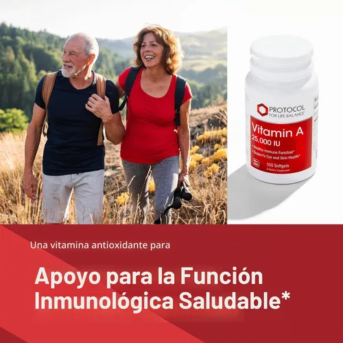 Vista 3 de Protocolo para Life Balance Vitamina A 25.000 UI, Salud de los ojos*, 100 cápsulas blandas Supports Healthy Immune Function*, Supports Eye and
