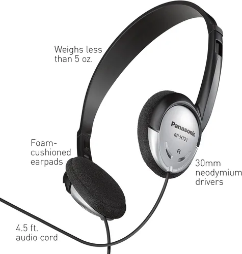 Vista 3 de Panasonic RP-HT21 - Auriculares ligeros con XBS, frecuencia de 16 Hz-22 kHz, impedancia de 16 ohmios, conectividad con cable