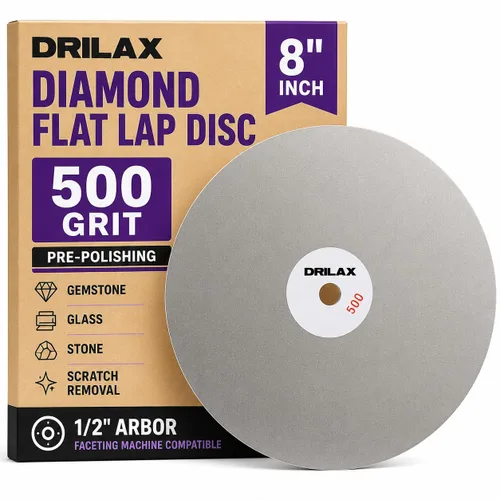 Vista 9 de Drilax Disco de regazo plano de diamante de 8" grano 80 para molienda gruesa Cenador de 1/2" • Piedra preciosa • Vidrio • Moldeo de piedra •