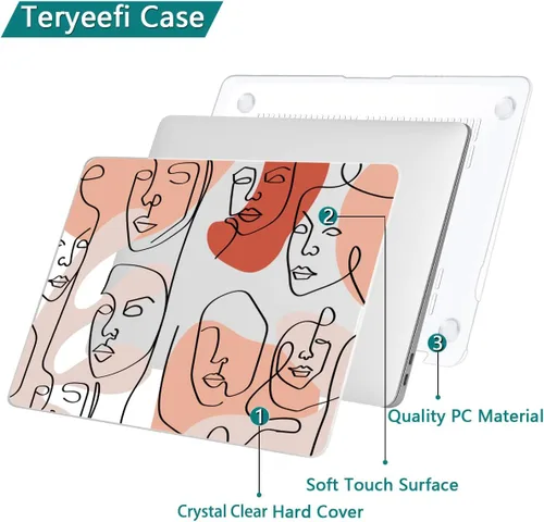 Vista 6 de Teryeefi Funda para MacBook Air de 13 pulgadas (versión 2010-2017), funda protectora rígida de plástico y cubierta de teclado solo compatible