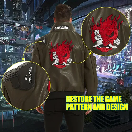 Vista 3 de Chaqueta táctica de cosplay con cuello alto brillante para hombre Collar verde-azul