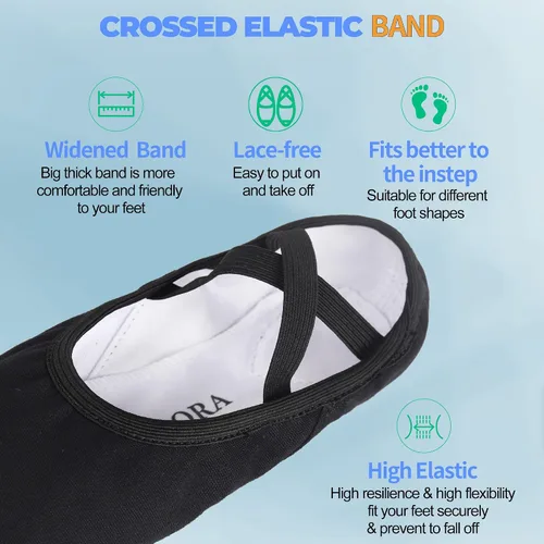 Vista 3 de OLORA Zapatos de ballet para mujer, zapatillas de baile de lona, zapatos de práctica para niños, niñas y adultos