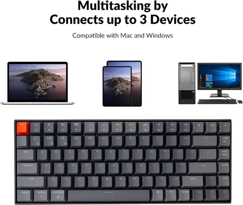 Vista 3 de Keychron K2 Teclado mecánico inalámbrico Bluetooth 51con cable USB para diseño de Mac teclado compacto de 84 teclas interruptor Gateron G Pro marrón
