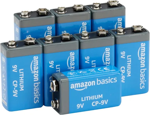 Vista 7 de Amazon Basics Paquete de 2 baterías de litio de alto rendimiento de 9 voltios, 10 años de vida útil, energía duradera, uso al aire libre, rango