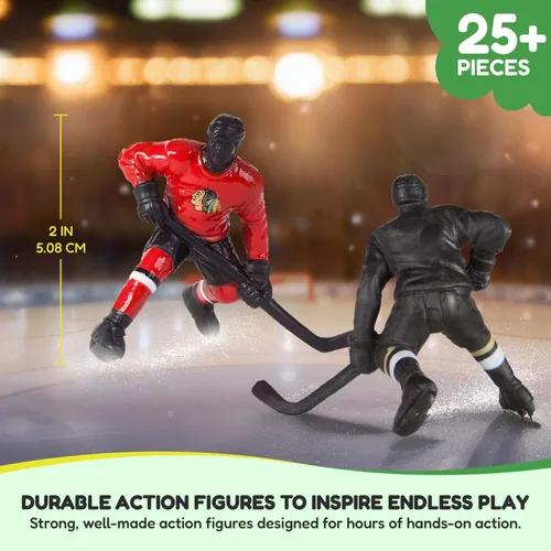 Vista 5 de Kaskey Kids NHL Hockey Guys, Vegas Knights vs. Seattle Kraken, 27 piezas en cada juego, incluye 2 equipos y estuche de almacenamiento de viaje