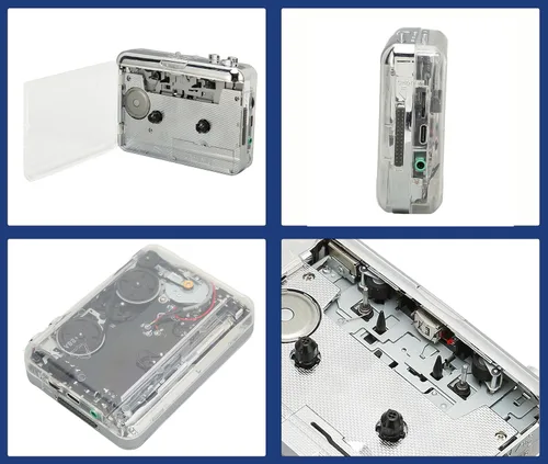 Vista 6 de Zyyini Reproductor de cassette portátil, reproductor de cinta de cassette compacto, función de marcha atrás automática, con conector